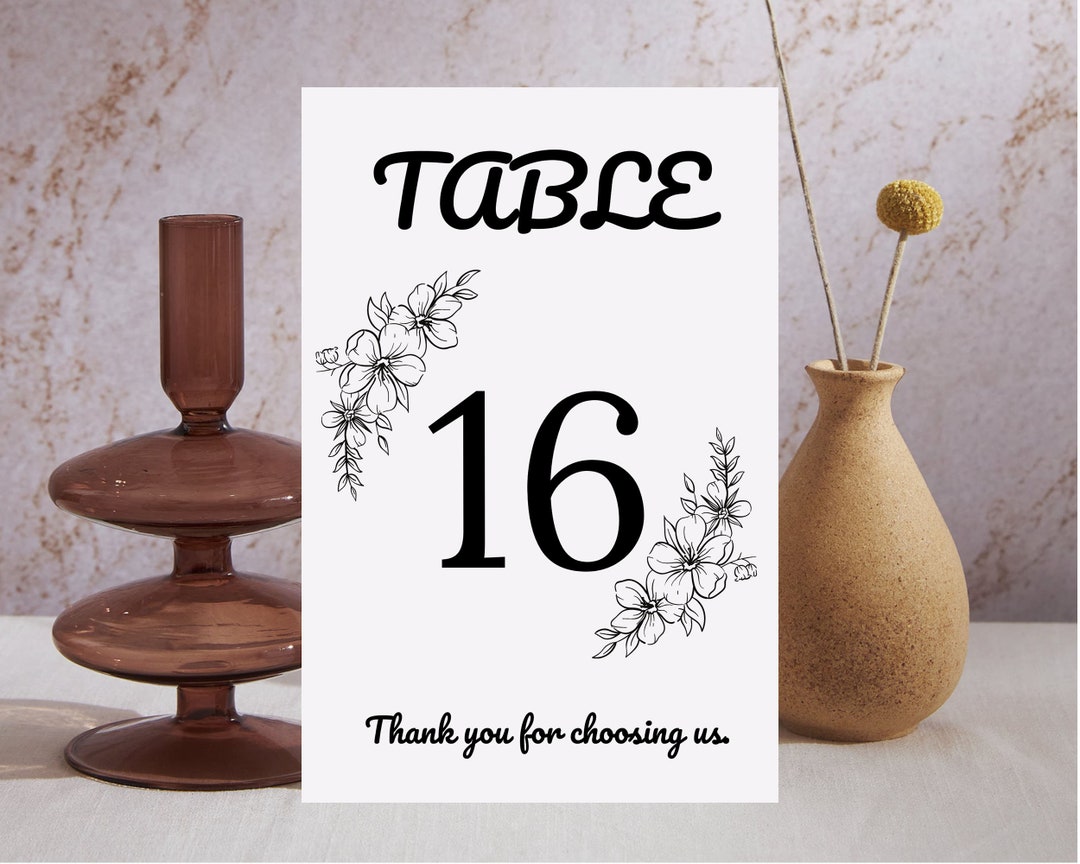 Printable Table Numbers minimalist Cafe Table Numbers Etsy