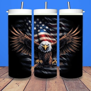 Patriotic USA Skinny Tumbler Wrap | 20 Oz | American Flag and Eagle Design | Digital Download