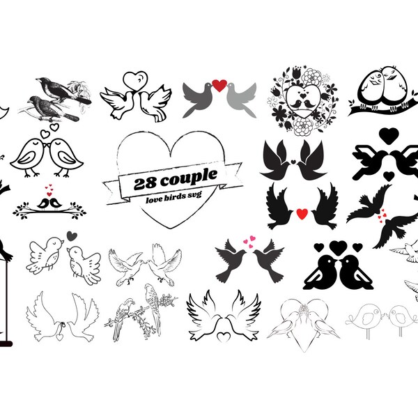 Love Birds SVG / Birds svg / Wedding Birds svg / Cricut / Clipart / Cut Files / Silhouette / Vector / Dxf