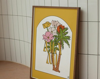 Arte de pared con estampado floral de palmera de Miami