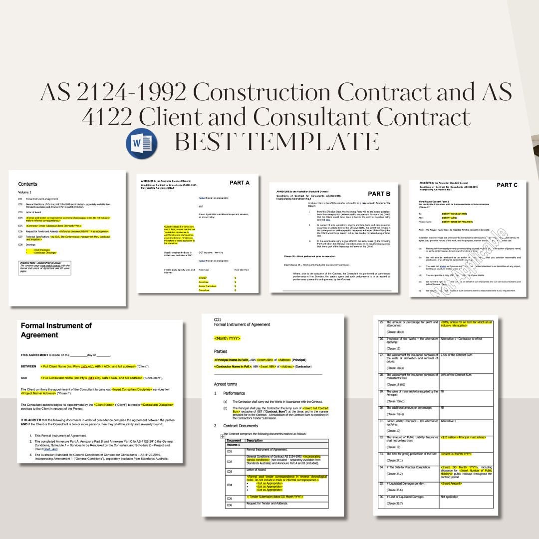 AS 2124-1992 Construction Contract and AS 4122 Client and Consultant ...