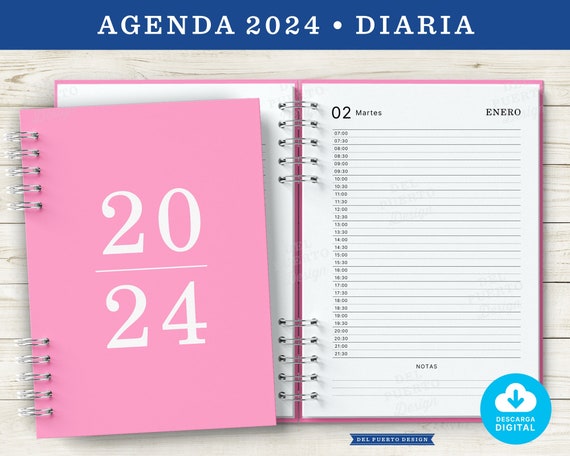 Agenda de Papel A5 Diaria 2024 DESCARGA DIGITAL