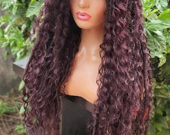 Titel: boho-locs van volledig kant, boho-krullen van echt haar met sythentic-locs.