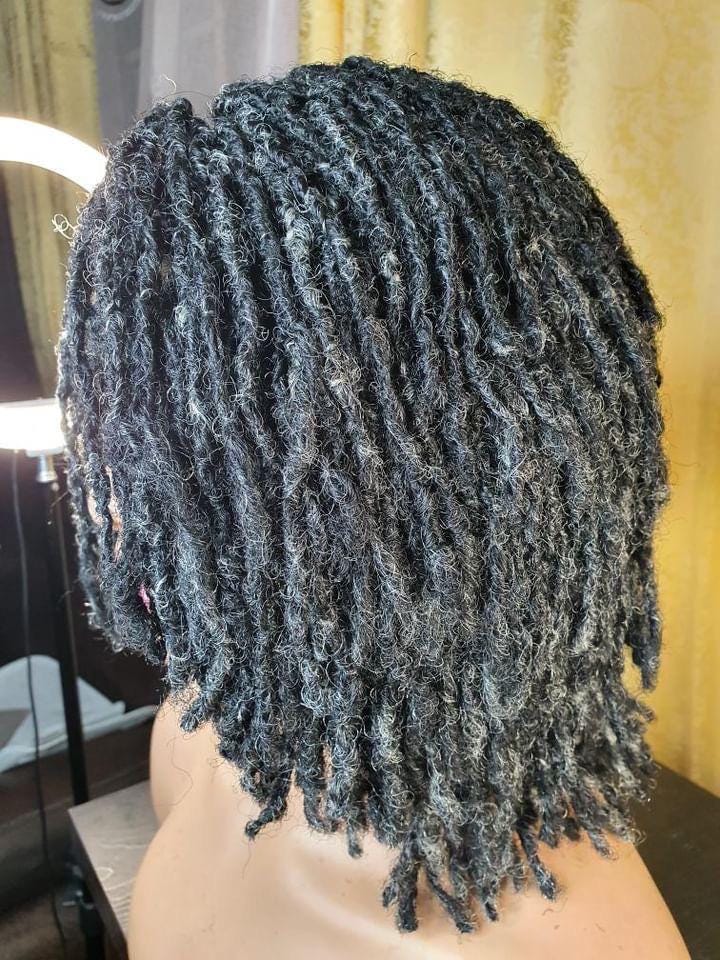 Salt Plus Rasta Full Lace Salt and Pepper Bob Rasta Locs Wig for Black Women, Sister ...
