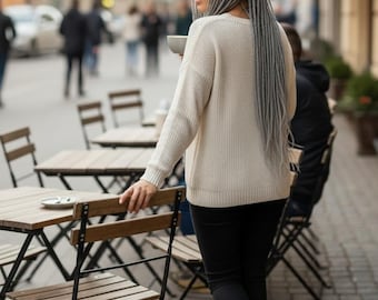 Salt and Pepper Dreadlocks Wig | Grey Faux Locs Wig | Lace Front Synthetic Locs | Natural Looking Boho Locs | Long Silver Dreadlocks Wig