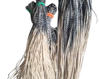 Extension per capelli biondo platino sottili con trecce a scatola e chiusura abbinata – Parrucca con frontale in pizzo integrale – Extension leggere da cucire – Cosplay e moda