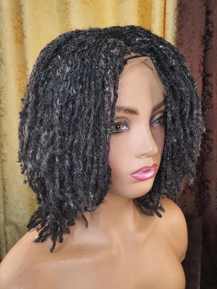 Salt Plus Rasta Full Lace Salt and Pepper Bob Rasta Locs Wig for Black Women, Sister ...