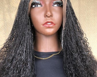 Human Hair Salt and Pepper Micro Twist Frontal 16 in.