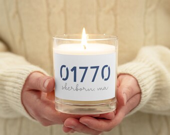 Vela de soja personalizable con ciudad y código postal