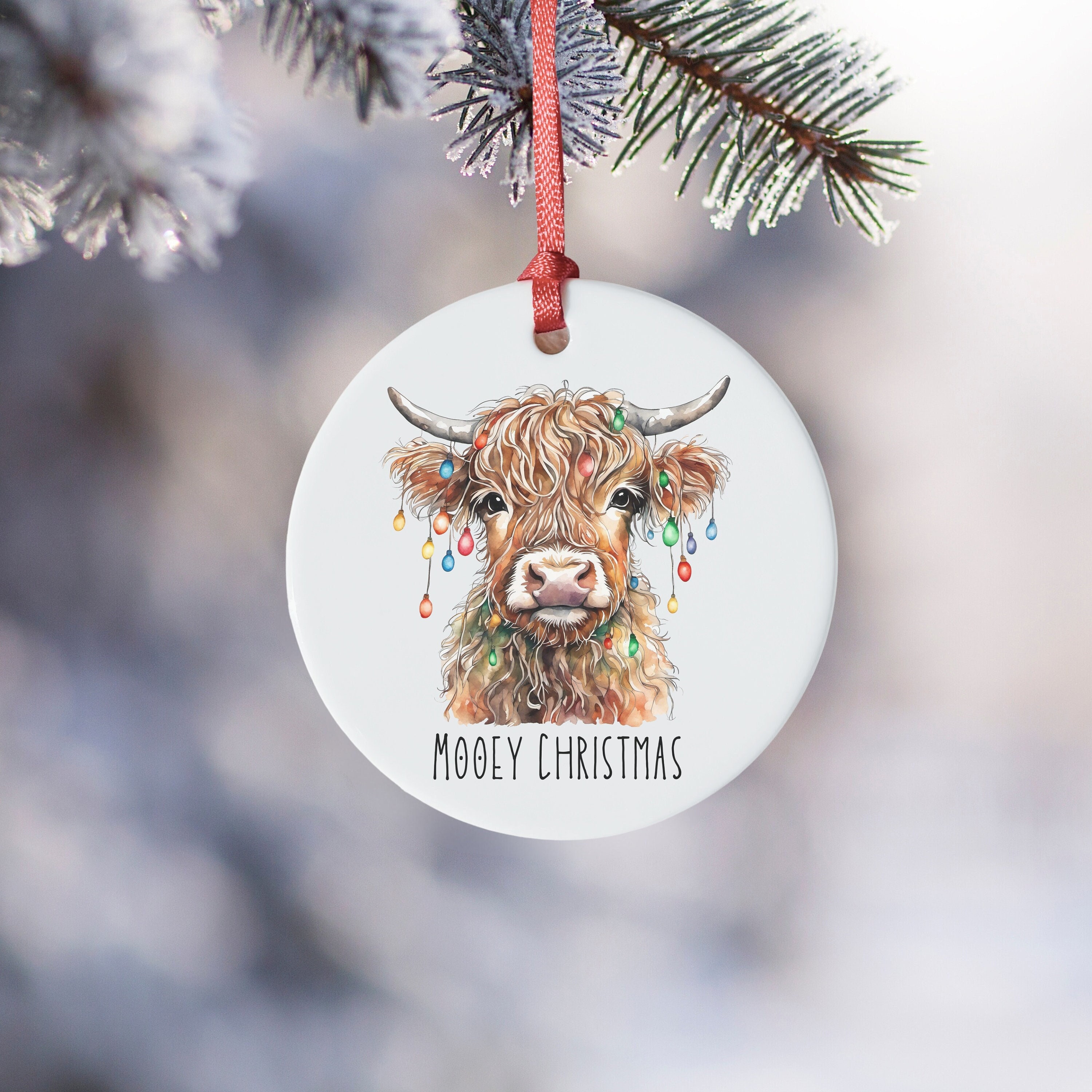 Christmas Highland Cow Holiday Decor