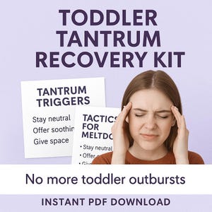 Kit PDF para decodificar rabietas en niños pequeños: diagrama imprimible de desencadenantes, guiones para calmar y herramientas de apoyo conductual para padres