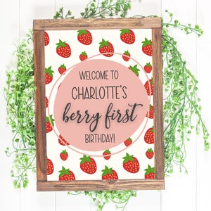 PERSONALIZED | Berry First Birthday Party Welcome Sign | 3 Different Sizes