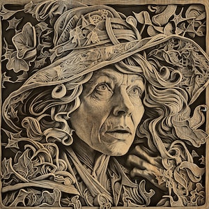 Old Witch - Laser Engraving File 3D Illusion | PNG and LightBurn File | Laser Ready | Wall Art Design | Artful Laser Downloadable | Wood Art