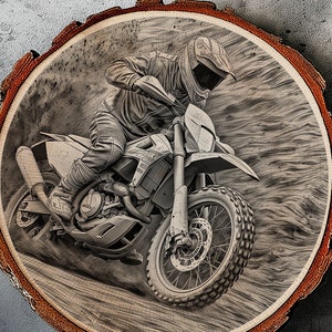 Motocross - Laser Engraving PNG | Lightburn Engraving File | Laser Design Digital Download | 3D Illusion Laser File | Artful Laser | Wood