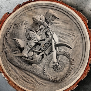 Motocross - Laser Engraving PNG | Lightburn Engraving File | Laser Design Digital Download | 3D Illusion Laser File | Artful Laser | Wood