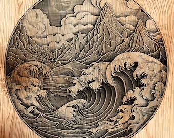 3D Laser Engraving File – Landscape Illusion, Wall Art (PNG & LightBurn)