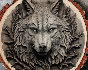 Wolf - Laser Engraving File 3d Illusion | PNG and LightBurn File | Ready-to-Use 3D Laser Wall Art Design | Artful Laser Downloadable 3D