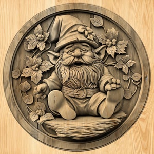 Gnome - Laser Engraving File 3D Illusion | PNG and LightBurn File | Ready-to-Use 3D Laser Wall Art Design | Artful Laser Downloadable 3D