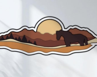 Escena de caballo en capas 3D SVG DXF - Archivo CNC cortado con láser (descarga digital)