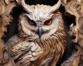 Laser Engraving PNG | Owl Engraved | Laser Decor | 3D Illusion | Laser Ready | Lightburn Engraving | Engraving Design | Laser 3D | Laser Art