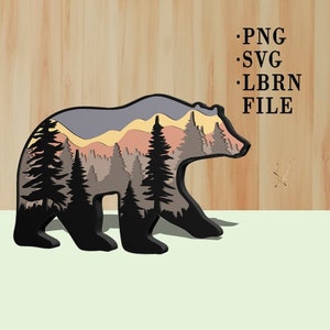 Multilayer Bear 6 Layers for Laser and Cricut Cutting | Home Decor | SVG, Lightburn, PNG | Multilayer Design | Laser Cutting File | 3D Art
