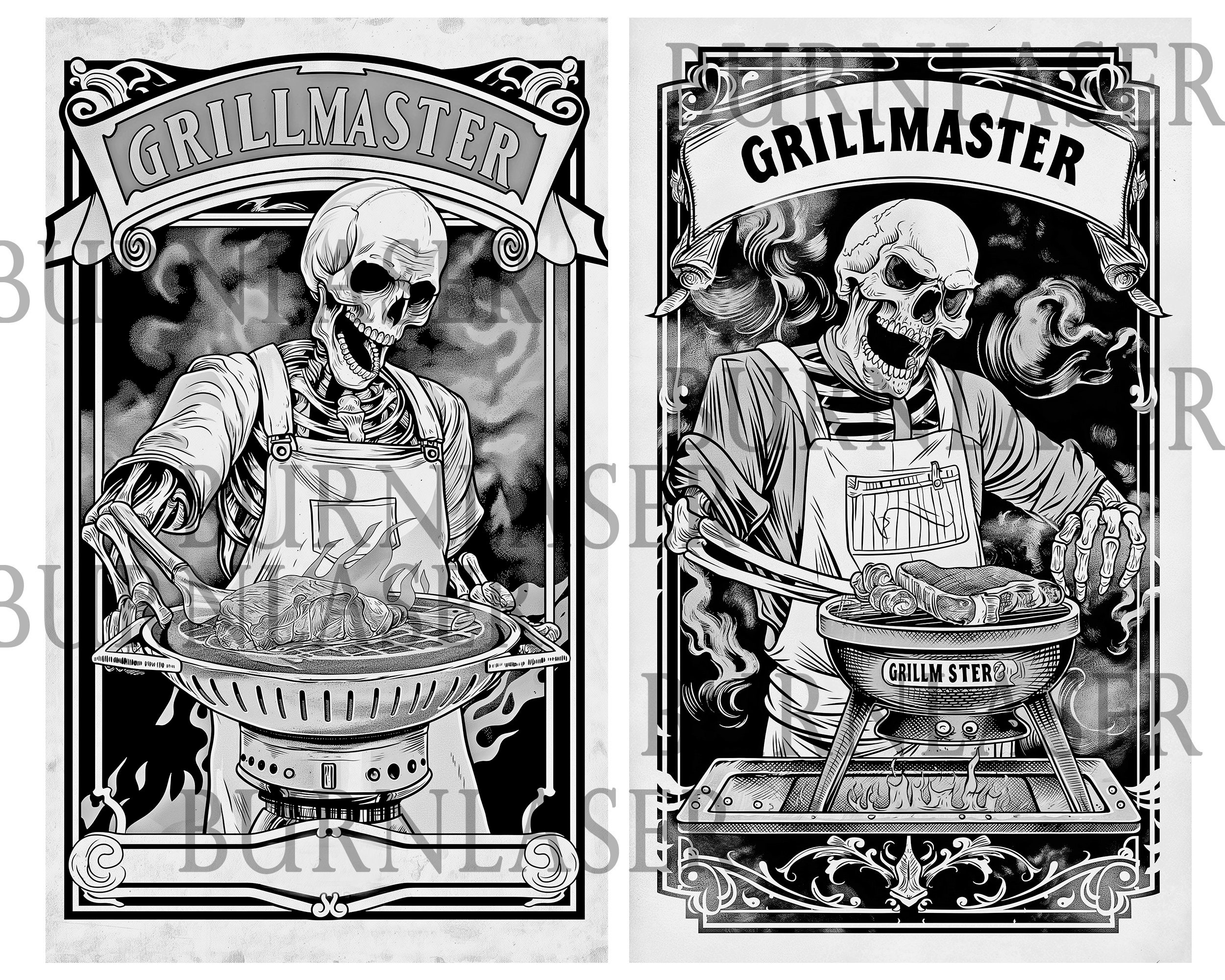 Set of 2 PNG Laser Engraving Designs | Tarot Card Style | Grill