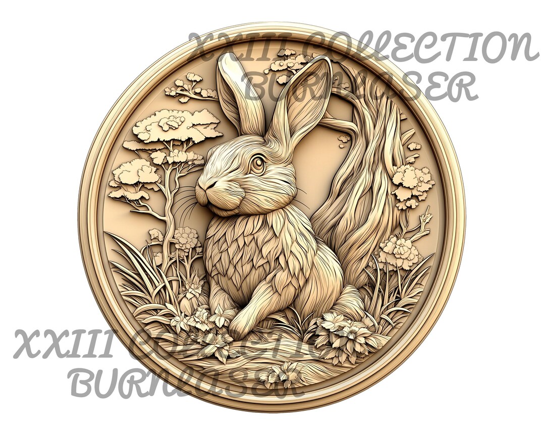 Laser Engraving PNG File: 3D Illusion Cute Rabbit ,wood Decor ...