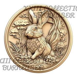 Laser Gravur PNG-Datei: 3D Illusion niedlichen Kaninchen, Holz Dekor, Lightburn Gravur-Datei, Tier Laser Cut, Laser bereit, Glowforge, Xtool