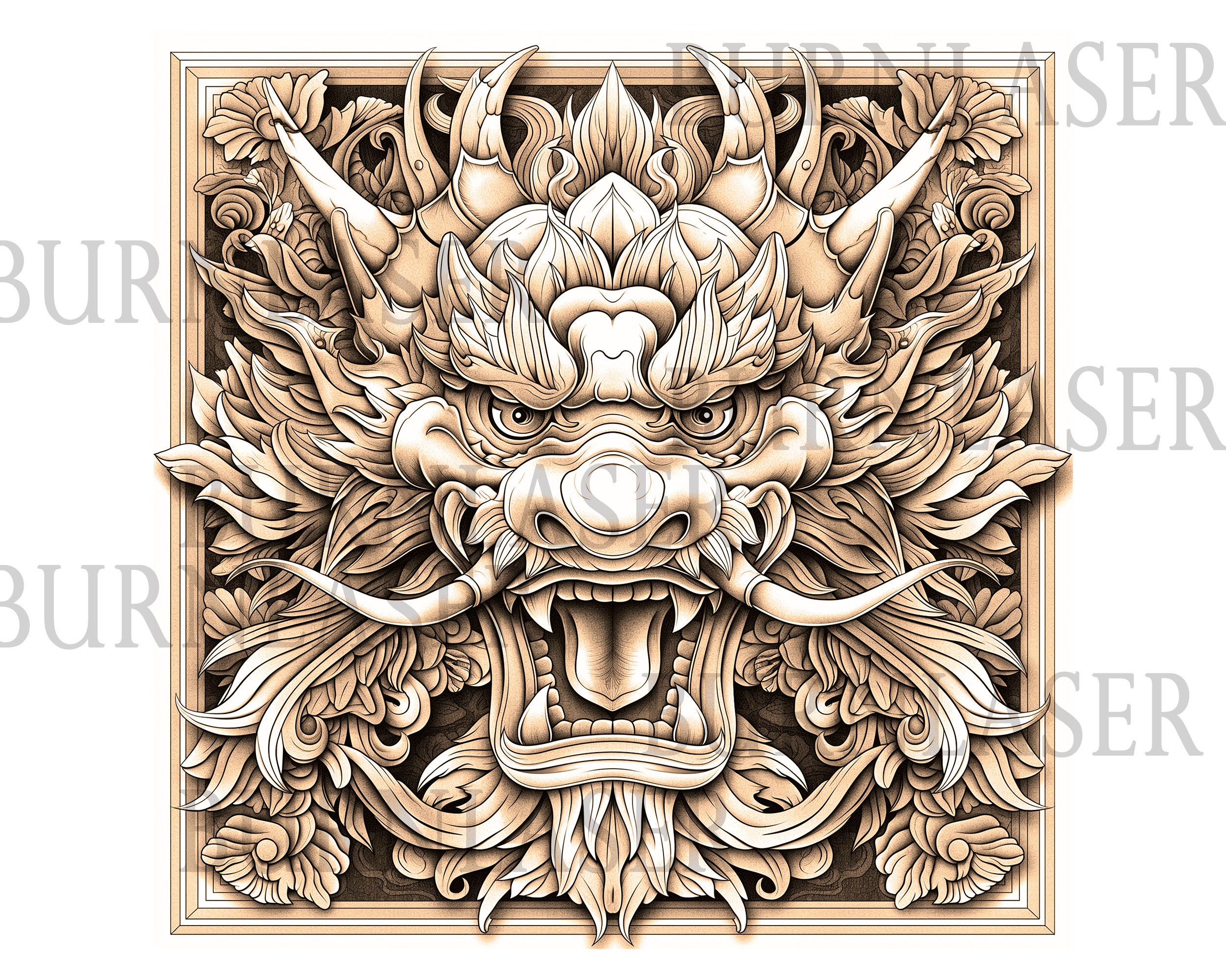 Dragon - PNG Laser Engraved File | Artful Wall Art | 3D Illusion Design ...
