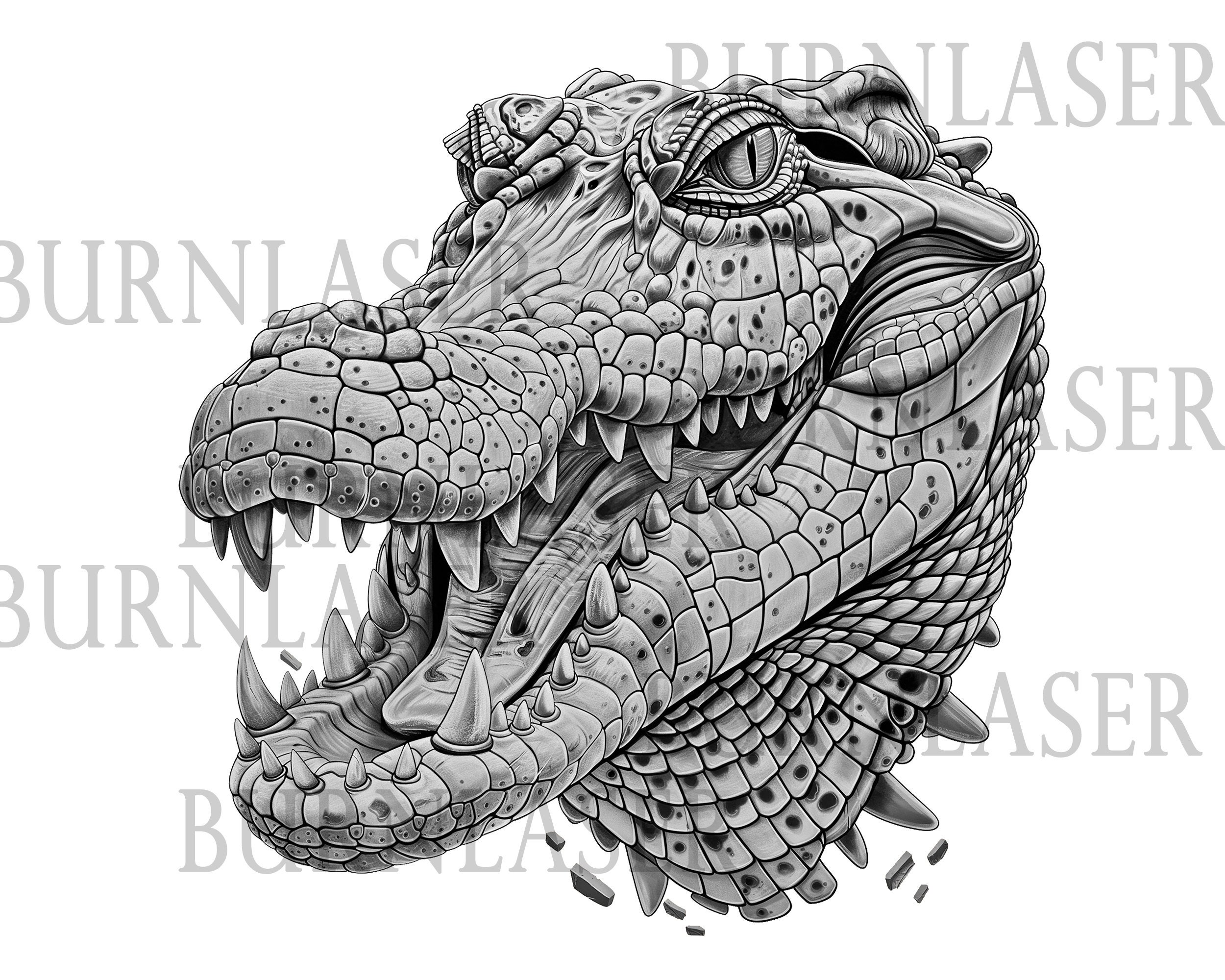Crocodile 3D Laser Engraving File – Wall Art Design (PNG