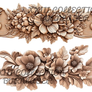 Lasergravure, png-bestand | Bloemendecor 3D-illusie | Digitaal laserbestand | Snijbestand graveren | Laserontwerp multiplex | Lightburn-gravurebestand