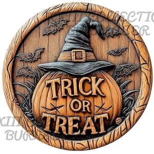 Laser Engraving PNG File: 3D Illusion Halloween Wall Art, Wood Decor, Lightburn Engraving File, Halloween 3d Decor, Trick or Treat, Xtool