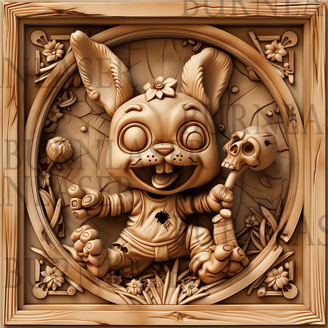 Laser Engraving PNG Zombie Rabbit PNG Engraving 3D Illusion Laser-Ready ...