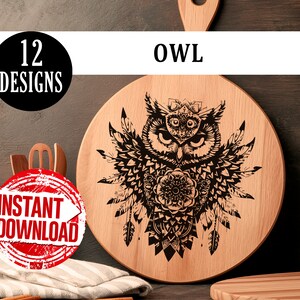 Charcuterie Board | Owl Design Decor | Laser SVG | Cutting Board | Laser Engraving Files | Kitchen Decor | Glowforge | Lightburn | Xtool