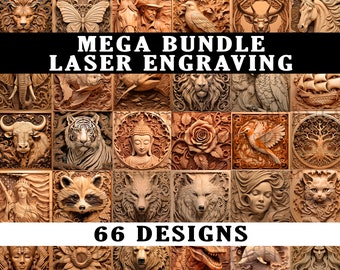 Bundle x66 Laser Engraving PNG | 3D Illusion | Engraved | Laser-Ready | Digital Design File | Laser Engrave | Lightburn | Laser Wall Art 3D