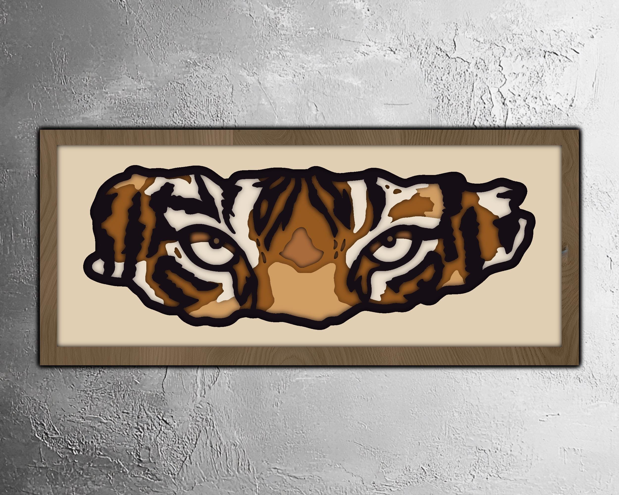Layered Tiger 3D - SVG, DXF, Lightburn File - Laser Cut, CNC - Metal, Wood, Acrylic , Plywood Laser Design - Modern Laser Cut - Glowforge