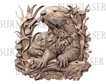 Otter 3D Illusion Laser Engraving File – PNG, LightBurn File (Digital Download)