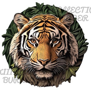 Laser Engraving PNG File: 3D Illusion Tiger Wall Art, Wood Decor, Lightburn Engraving File, Tiger 3d Wood Decor, Tiger Laser File, Glowforge