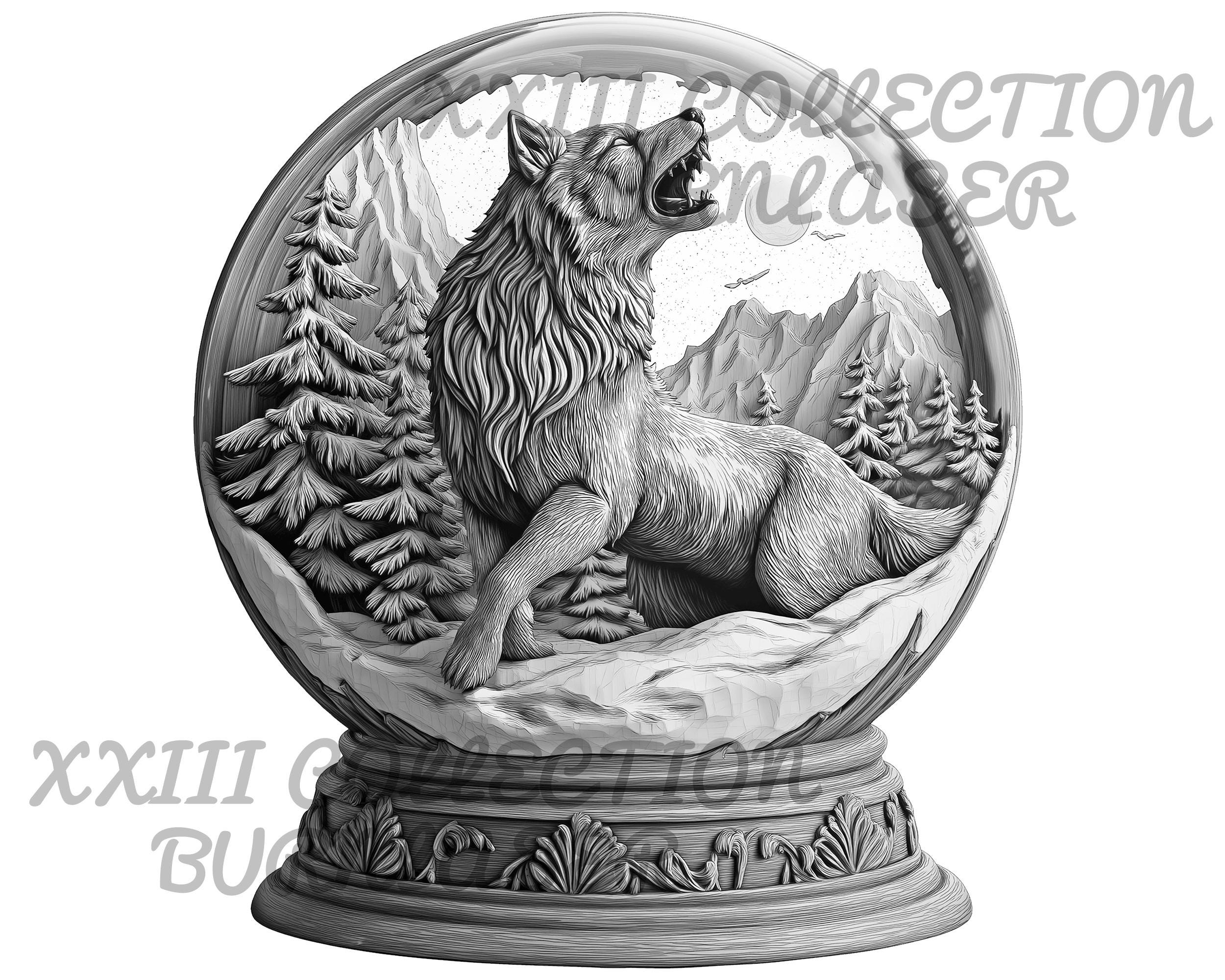 Statuetta Lupo In Cristallo K9 Con Incisione Laser 3D – 50x50x80mm, Scultura Di Vetro Per Decorazione E Regalo
