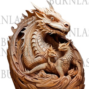 Laser Engraving File | Laser Engraving PNG | Laser Ready | 3D Illusion | Dragon | Digital Design File | Laser Dragon | Lightburn | Wood Art