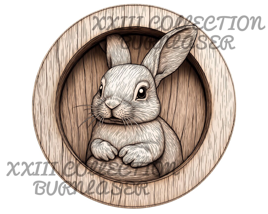 3D Rabbit Illusion Sign: Laser Engraving PNG, Lightburn File - Etsy
