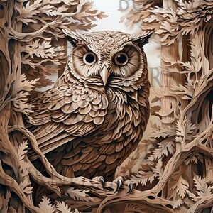 Laser Engraving PNG | 3D Illusion | Engraved | Laser Ready | Digital Design File | Owl | Lightburn | Glowforge | Xtool | Wood Art | Laser 3d