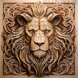 Laser Engraving File | Laser Engraving PNG | Laser Ready | 3D Illusion | Lion | Digital Design File | Laser File | Lightburn | Wood Art