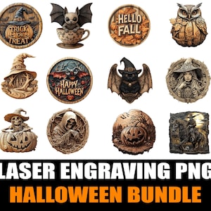 Mega Bundle x23 Laser Engraved Designs PNG | Halloween Bundle | Wall Art | LightBurn Files | Instant Download | DIY Wall Decor | Laser Ready