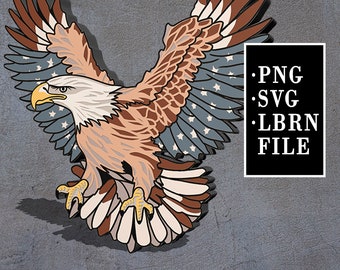 Patriotic Eagle Laser Cut File | 9-Layer 3D Wall Art (SVG, PNG)