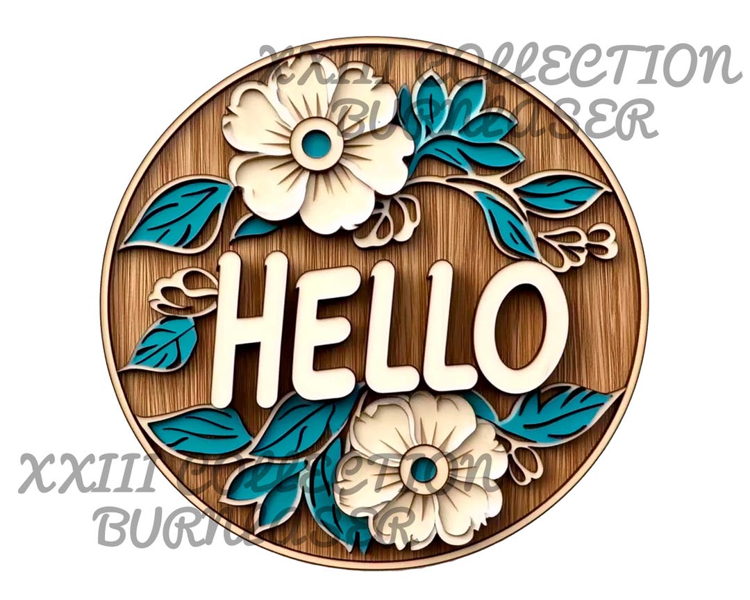 Laser Engraving PNG File: 3D Illusion Hello Sign, Wooden Decor ...