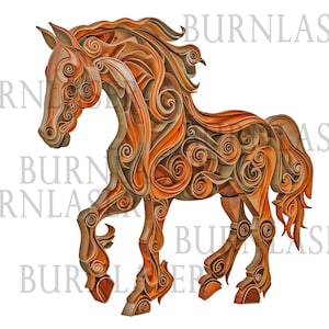 Arquivo de gravação a laser 3d Illusion - Cavalo | Arquivo PNG e LightBurn | Design de arte de parede a laser 3D pronto para uso | Artful Laser 3D para download