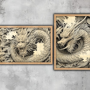 Laser Engraved PNG Dragon Puzzles | 135Piece Jigsaw - Ready Cut File - Perfect Puzzle Gift - Diy Puzzle - Wood Craft - Laser Project - Xtool
