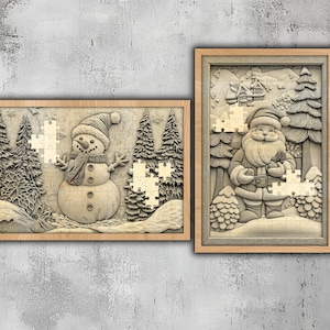 Laser Engraved PNG Christmas Puzzles | 135-Piece Jigsaw - Ready-to-Cut File - Perfect Puzzle Gift - Diy Puzzle - Wood Craft - Laser Project