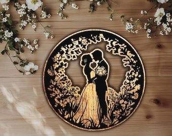 Laser Gravur Design für Hochzeit, SVG - Lightburn-Datei, Hochzeitsschild, Laserschnitt, geschichtet, Holzdekor, Hochzeitsgeschenk, Holz, Sperrholz